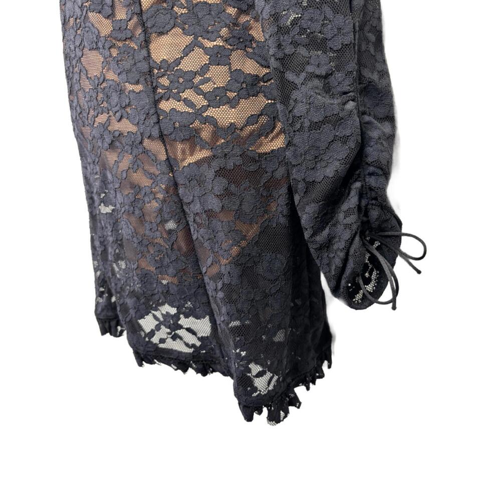 For Love & Lemons Women's Sz S Black Lace Violetta Tie-up Slip Mini Dress( 1945) - Picture 7 of 9